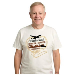 RARE Continental Airlines Houston Employee T-Shirt Mens M White 2010 Picnic